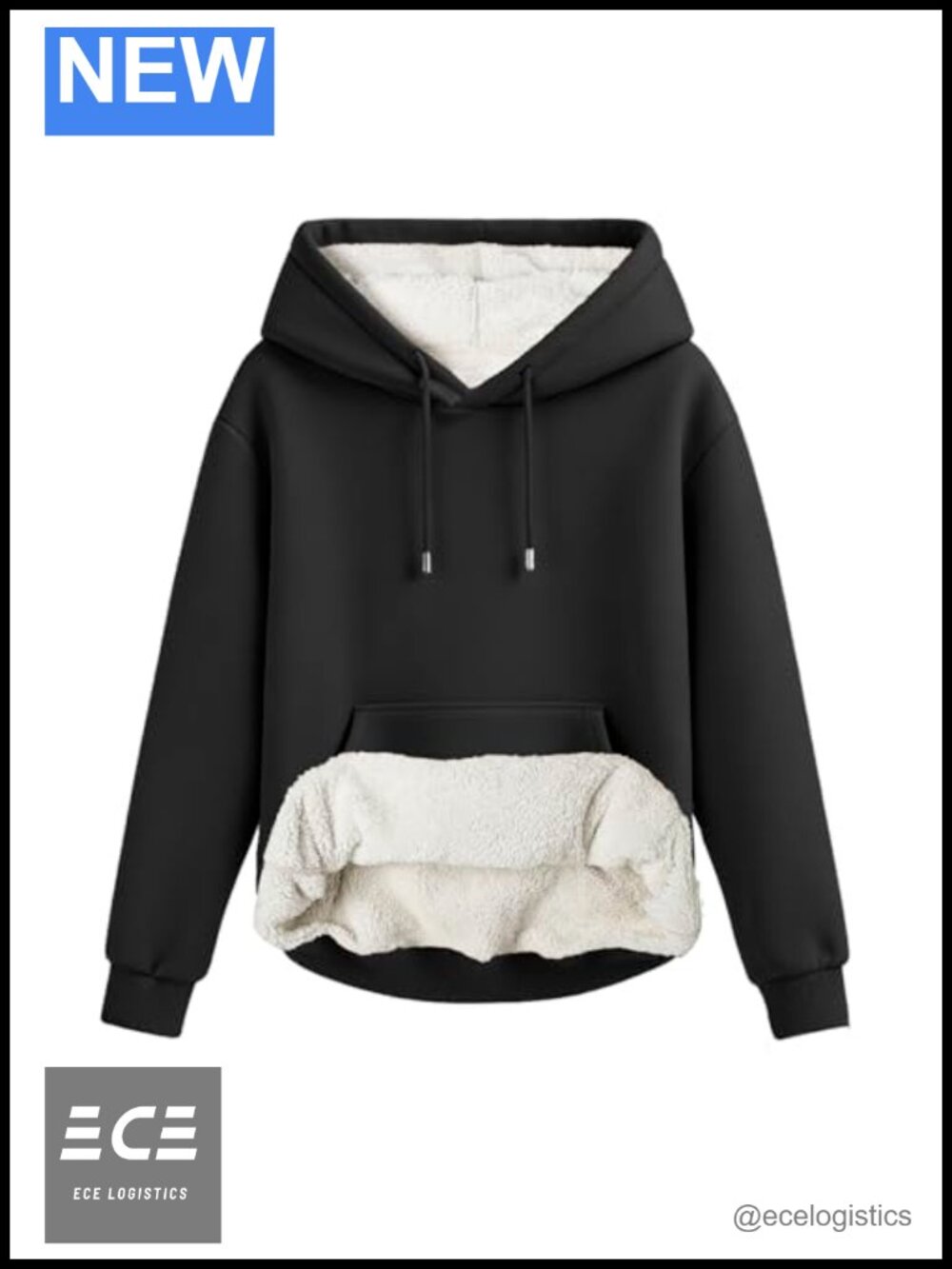 Sherpa Lined Hoodie Thick Fleece Pullover Sweatshirt Pocket Relaxed Fit